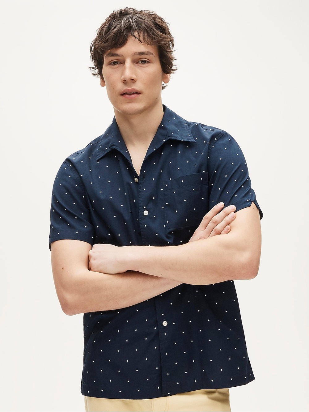 J crew Short-sleeve cotton poplin camp-collar shirt